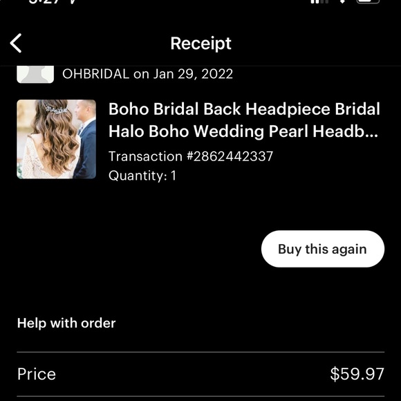 Boho bridal wedding hair vine - 17 cm in silver - Picture 6 of 7